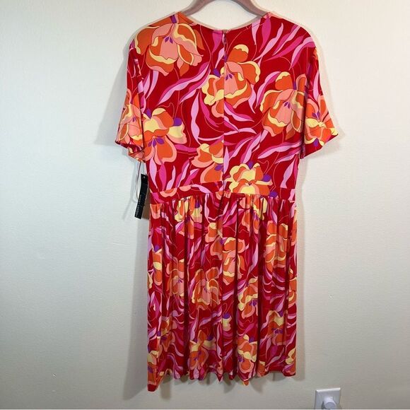 ✨ Maggy London Women’s Pink Orange Floral Dress 8 NWT - Picture 9 of 12